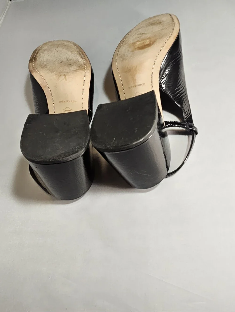 Authentic Tory Burch Black Patent Slingback Block Heel Pumps